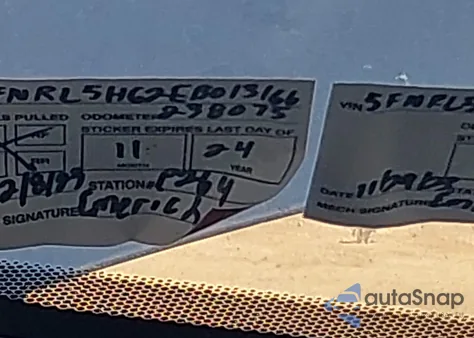 2014 Honda Odyssey Ex-L из США, поврежденный, VIN 5FNRL5H62EB013166